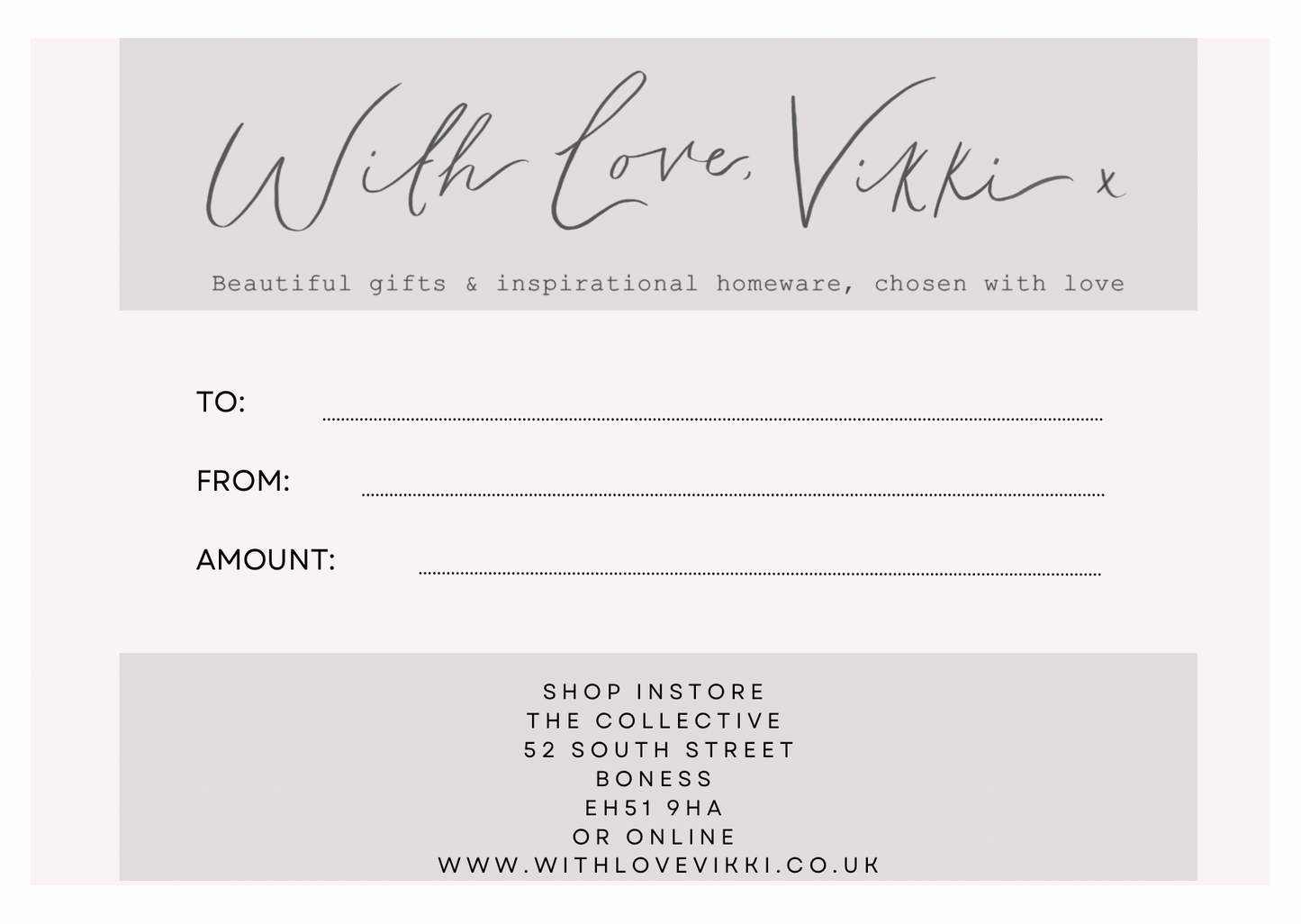With love, Vikki x gift card