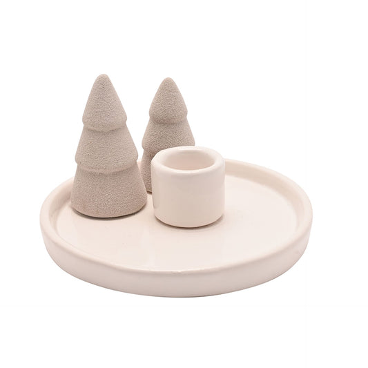 CANDLE TRAY WITH CHRISTMAS TREES - 13CM