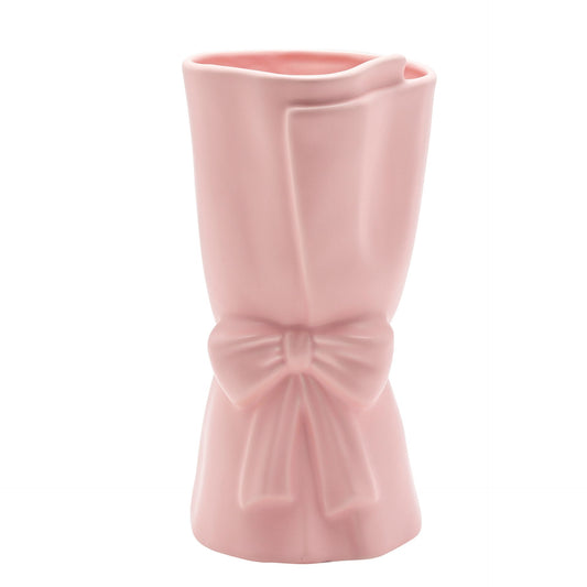Pale Pink Bouquet Vase With bow detail