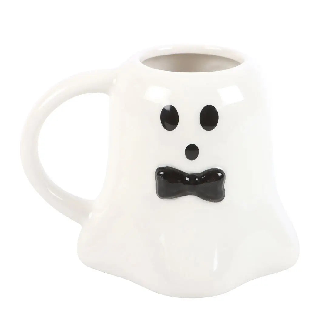Mr Boo Ghost Shaped Halloween Mug with Bow Tie
