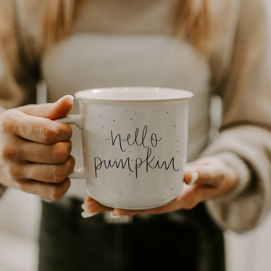Hello pumpkin campfire ceramic mug by Sweet water decor