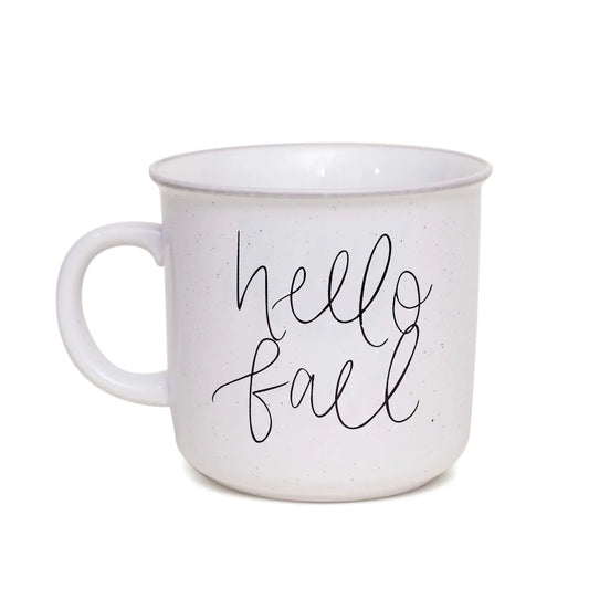 Hello Fall ceramic campfire stoneware mug