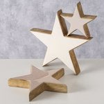 Standing mango wood stars with 3 different sizes and shades of enamel