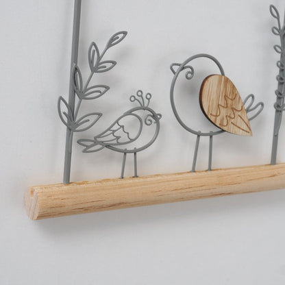 Welcome wire and wood birdie hanging pendants