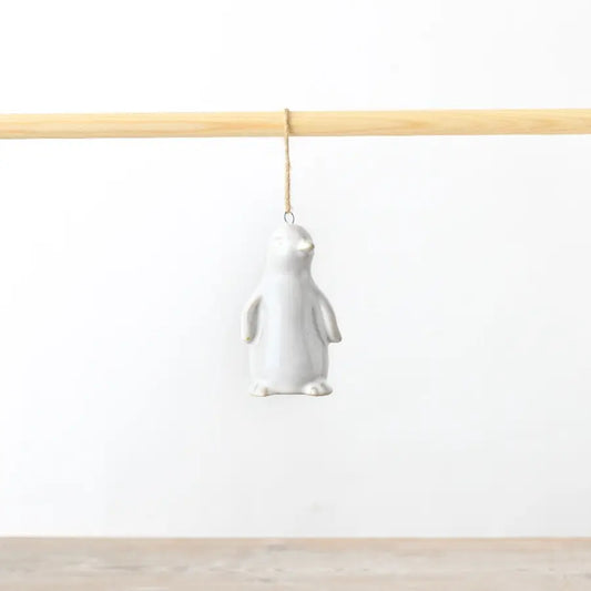 White Reactive Glaze Hanging Pengiun 9cm