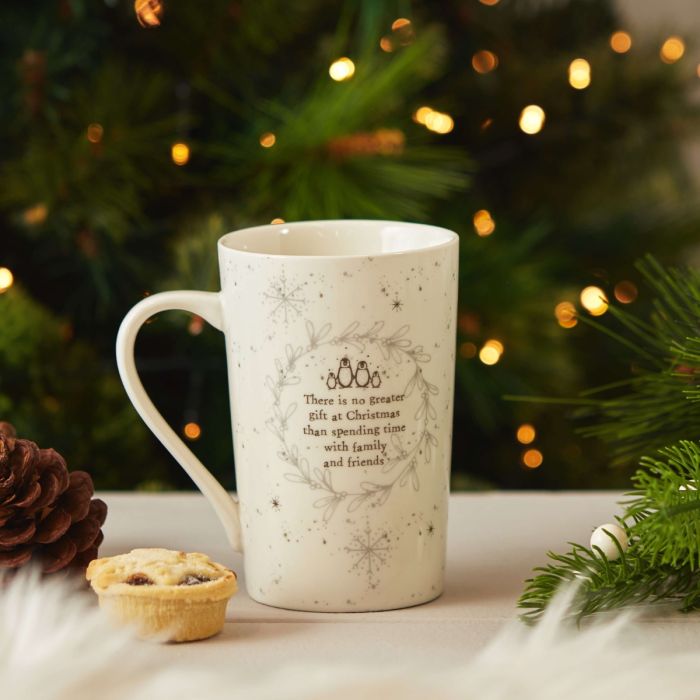 Christmas sentiment grey and white mug