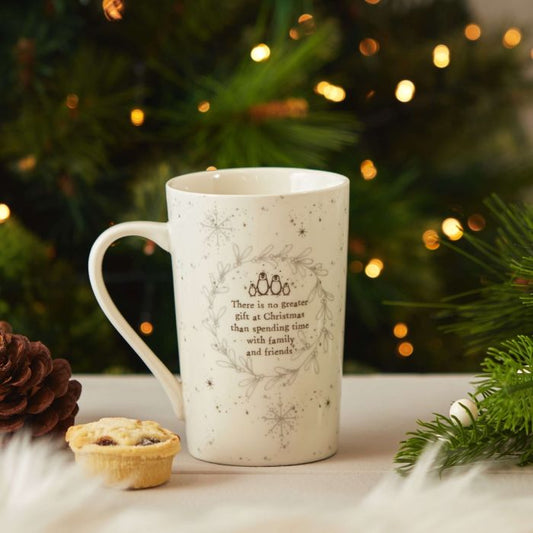 Christmas sentiment grey and white mug