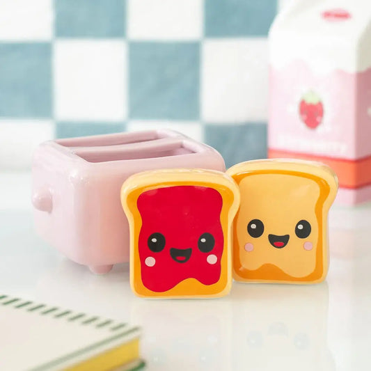 KAWAII TOAST SALT AND PEPPER SHAKERS