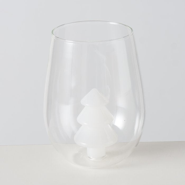 Christmas tree white or green glass tumbler