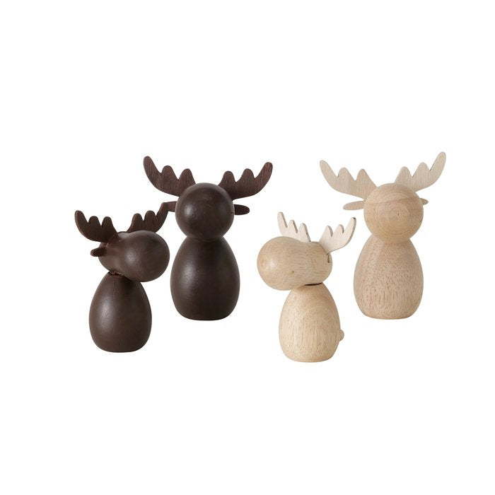 Set of 2 Wooden deer ornament. Choice of natural or dark wood