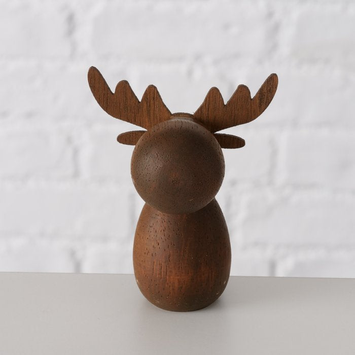 Set of 2 Wooden deer ornament. Choice of natural or dark wood