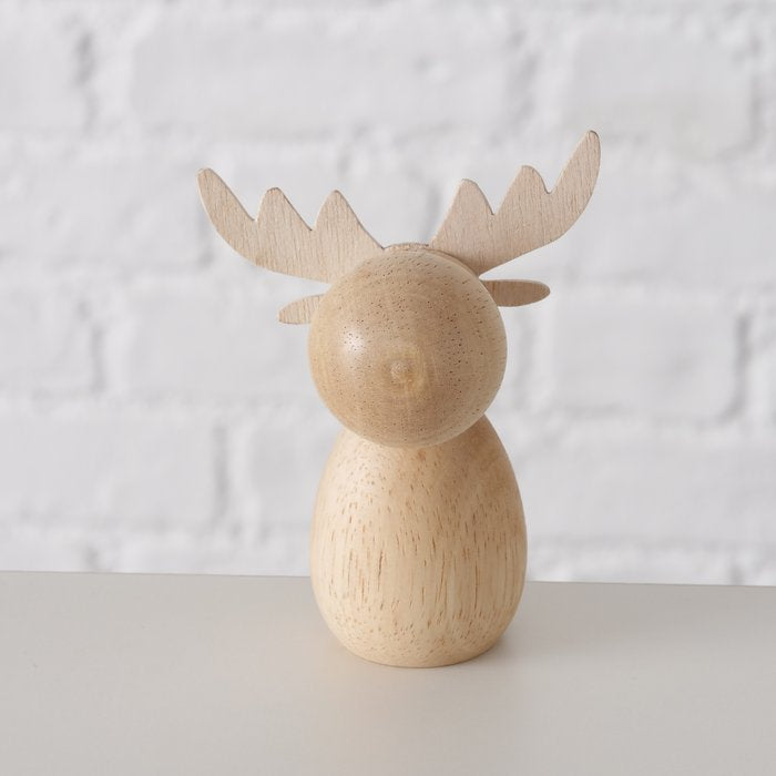 Set of 2 Wooden deer ornament. Choice of natural or dark wood