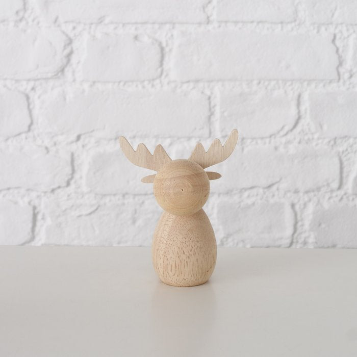 Set of 2 Wooden deer ornament. Choice of natural or dark wood