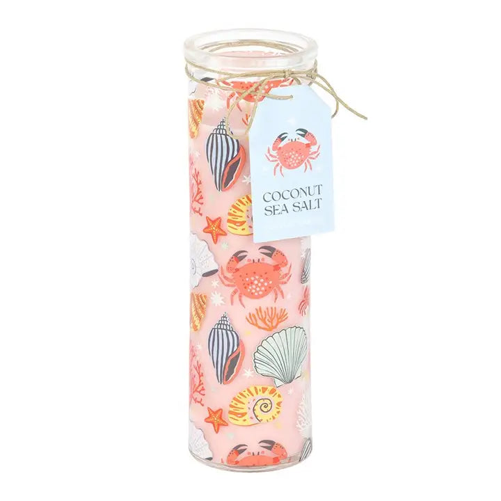 Pastel Shell Print Coconut & Sea Salt Coastal Tube Candle