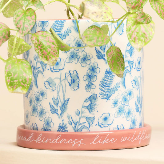Blue Wildflower Print Planter