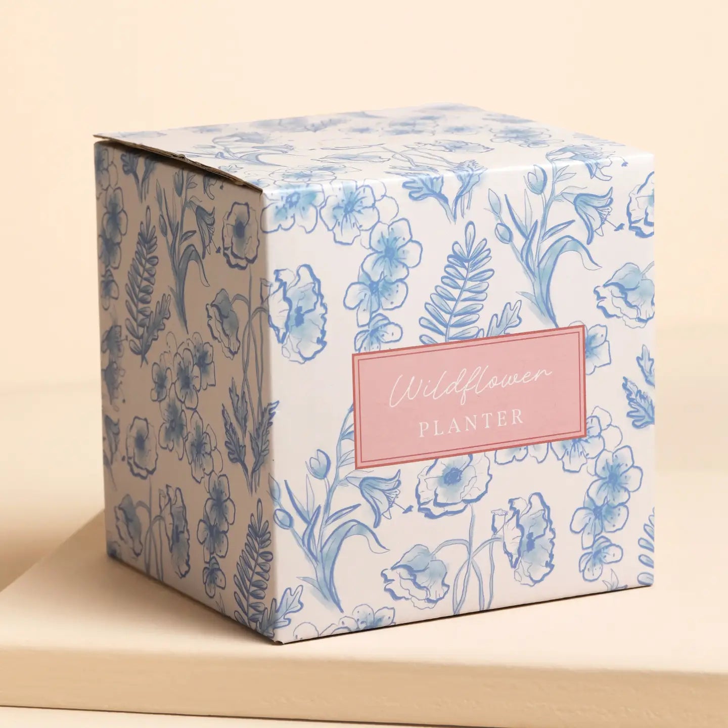 Blue Wildflower Print Planter