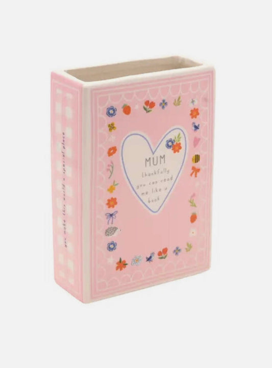 Love Life Sentiment Gift Book Vase 15cm - Mum