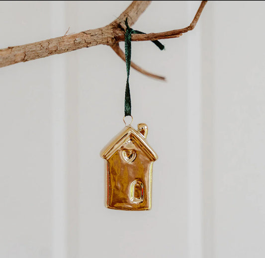Ceramic Gold Christmas Hanging HouseI’m