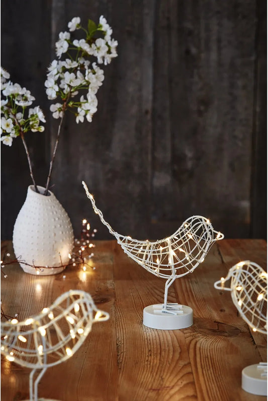 Battery operated with timer LED Table Robin - white