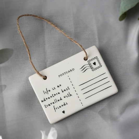 life Is An Adventure...' Postcard Ceramic Hanger