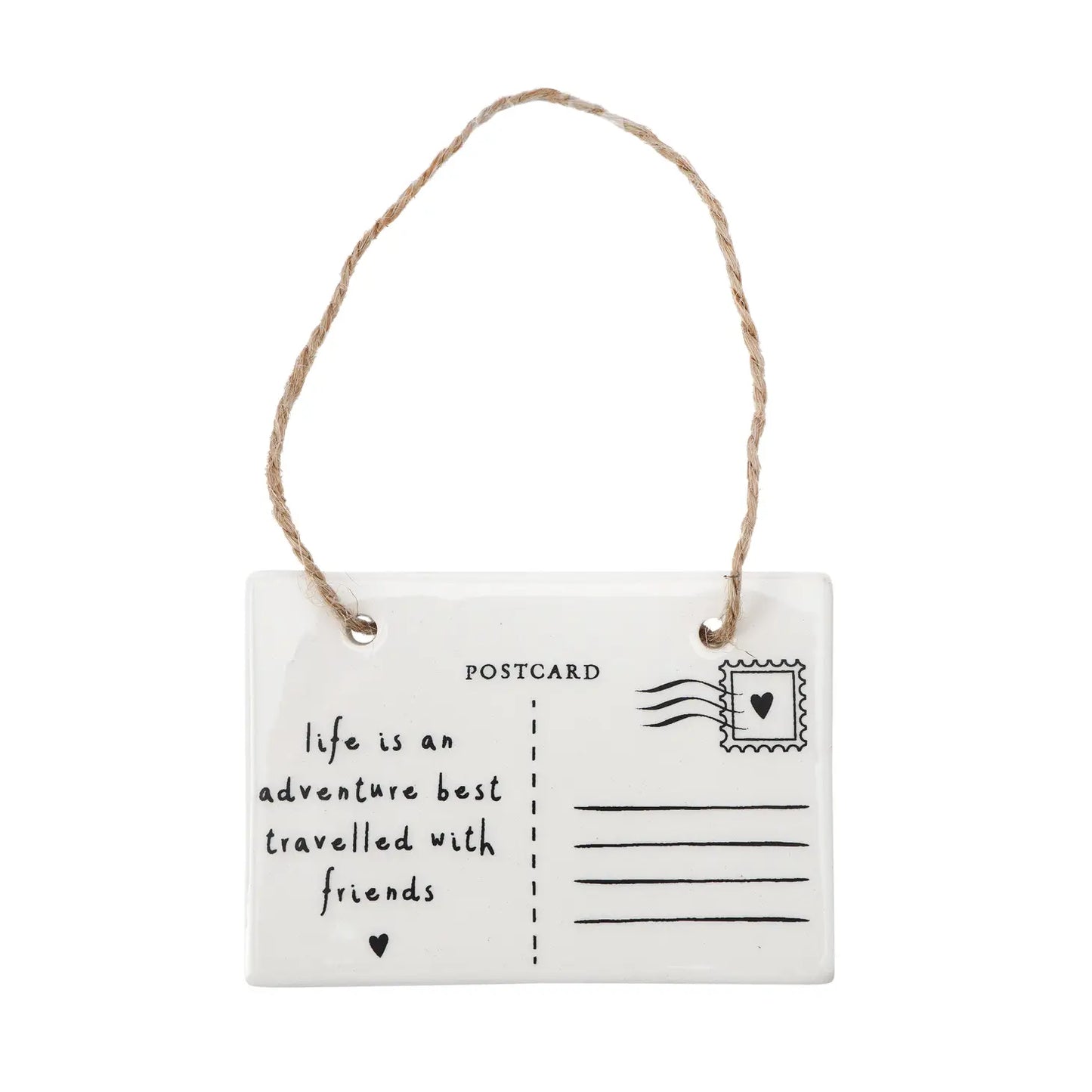 life Is An Adventure...' Postcard Ceramic Hanger