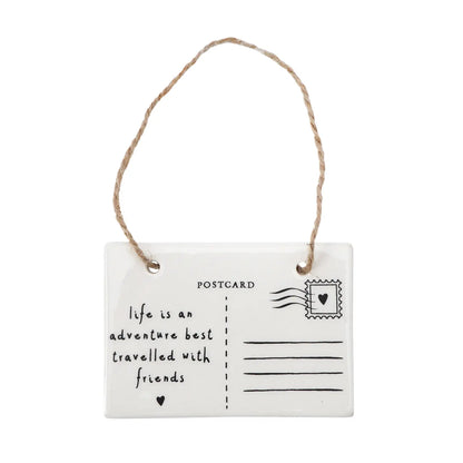 life Is An Adventure...' Postcard Ceramic Hanger