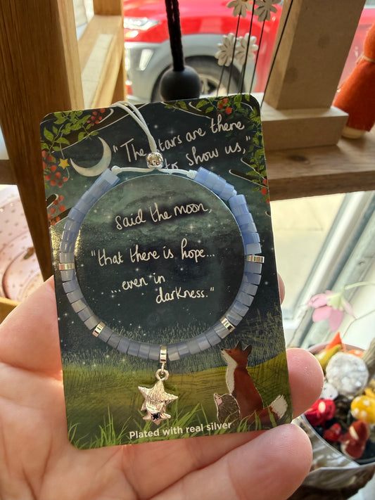 Fox Under The Moon Silver Plated Friendship Bracelet Hope/Darkness