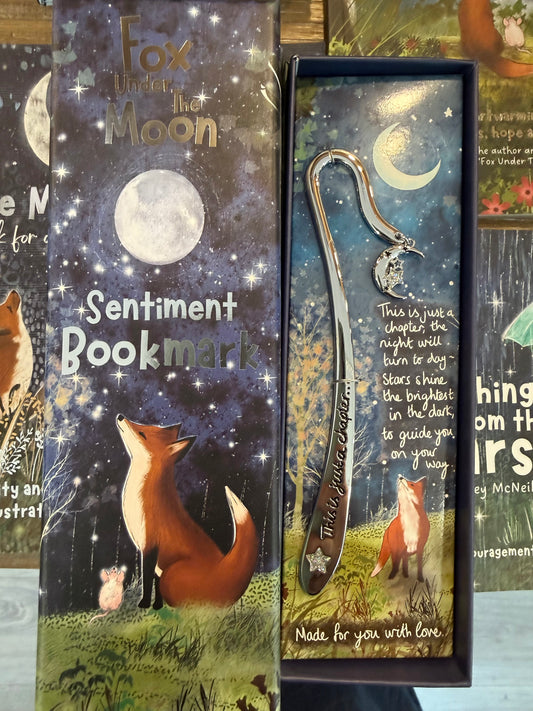 Fox under the moon silver bookmark - This is just a • chapter, the night will turn to day ~ Stars shine Hrisis justa chapter. che bre dark n the to guide you. n you