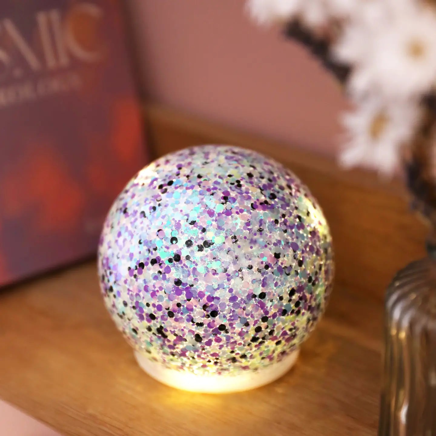 Small Led Moonrise Glitter Light Globe
