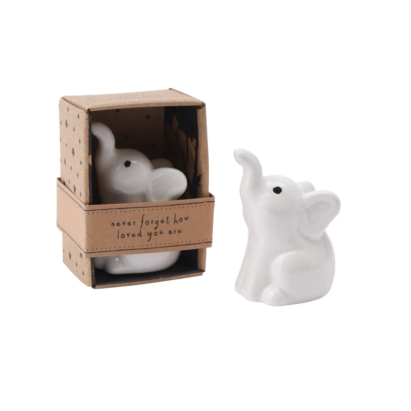 Send with Love Ceramic Elephant ornament - gift boxed. Birthday/Christmas present