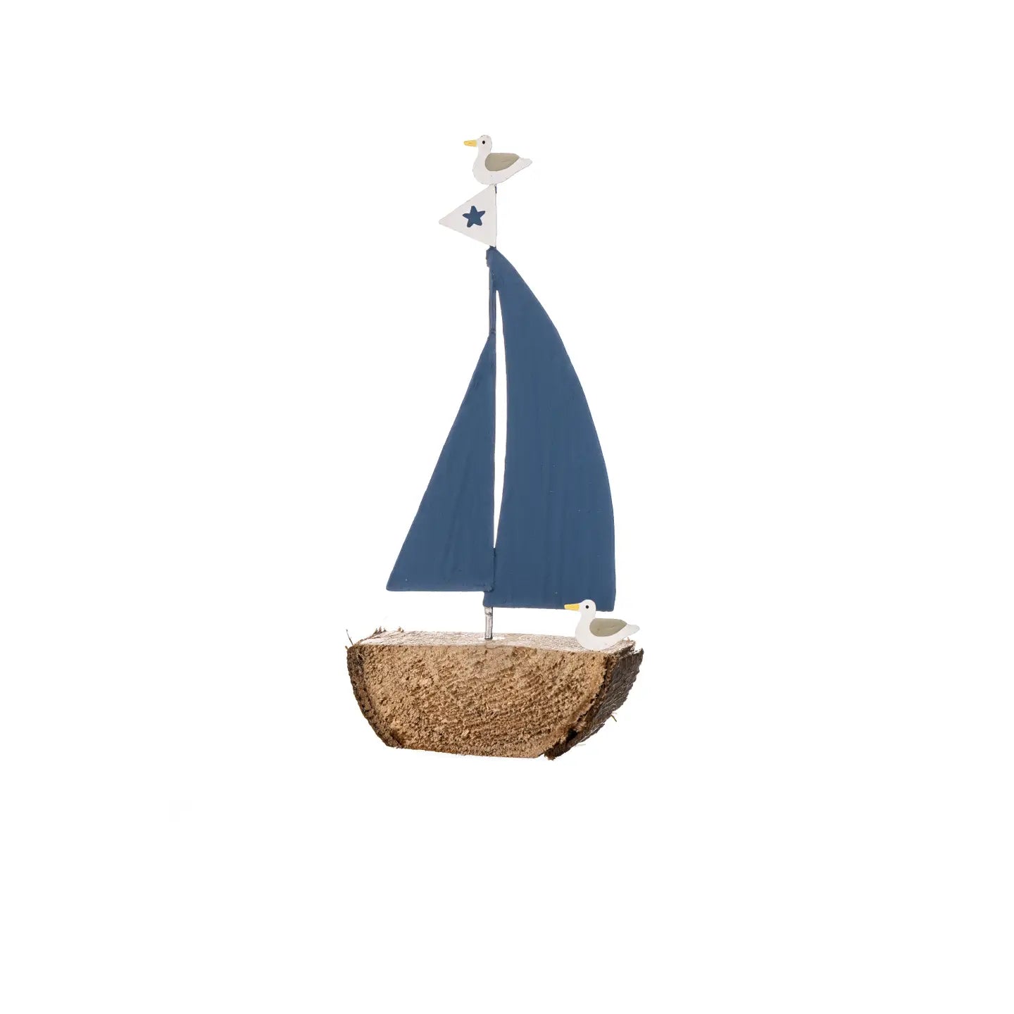 Blue Log Boat Wooden decoration by Shoeless Joe