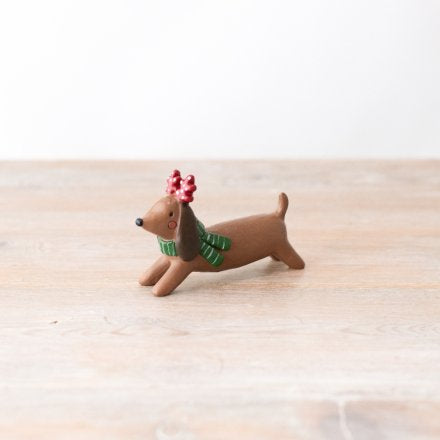 Daschund with antlers Christmas ornament