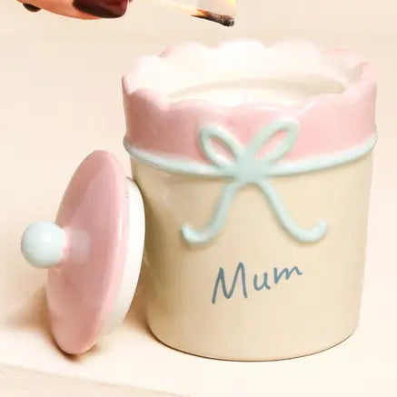 Mum ceramic pot candle with lid