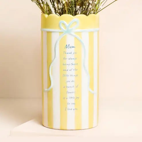 Sentimental Stripe Mum Quote Vase