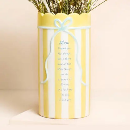 Sentimental Stripe Mum Quote Vase