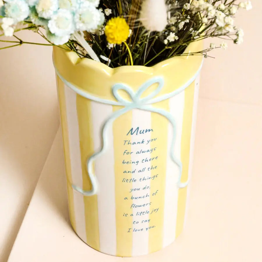 Sentimental Stripe Mum Quote Vase