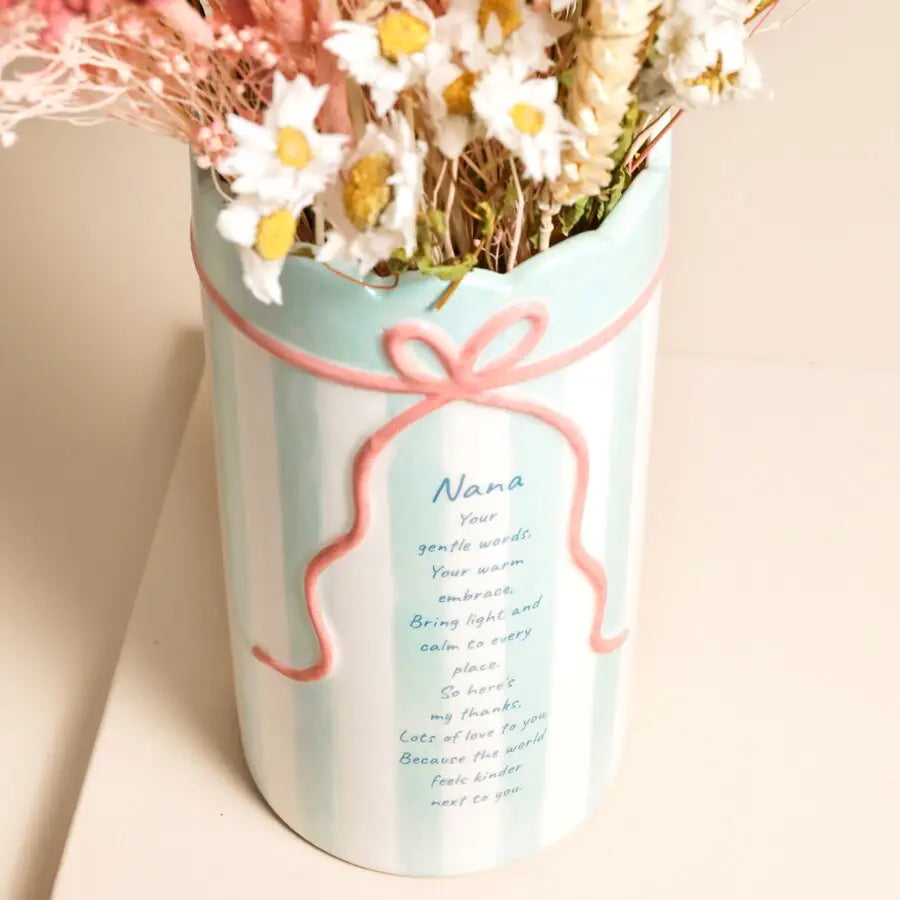 Sentimental Stripe Nana Quote Vase