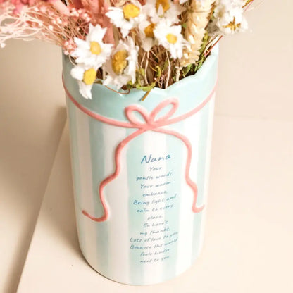 Sentimental Stripe Nana Quote Vase