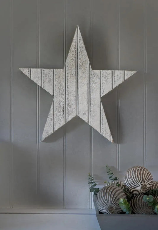 Large white wooden Star Wall Plaque