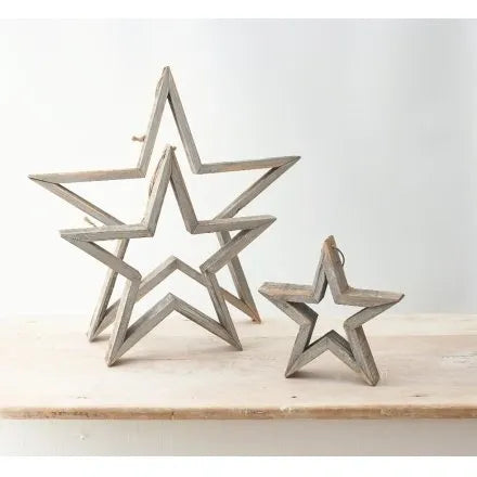 Rustic wooden stars. 3 sizes can be standing or hanging