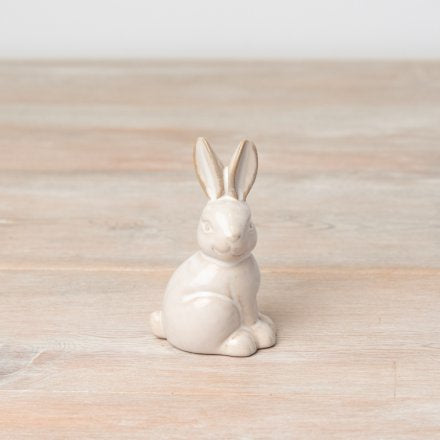 Rustic natural glaze ceramic bunny ornament