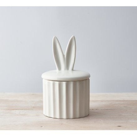 Ceramic Bunny Ears White Storage Pot, 16.5cm
