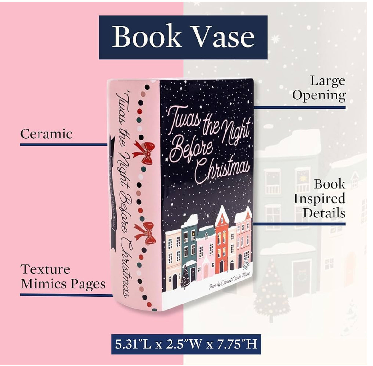 Large Book Vase, Twas the Night Before Christmas