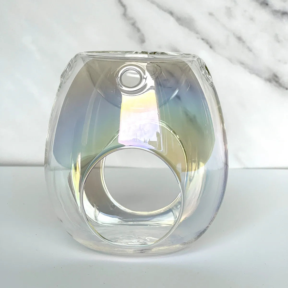 Smoky blue or clear pearl glass wax burner