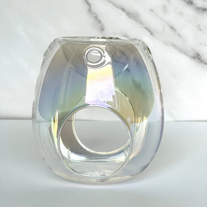 Smoky blue or clear pearl glass wax burner