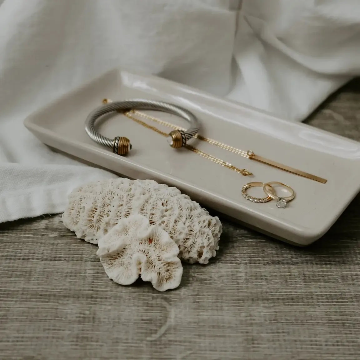 Stoneware Tray - Cream by Speckled by Sweet Water decor