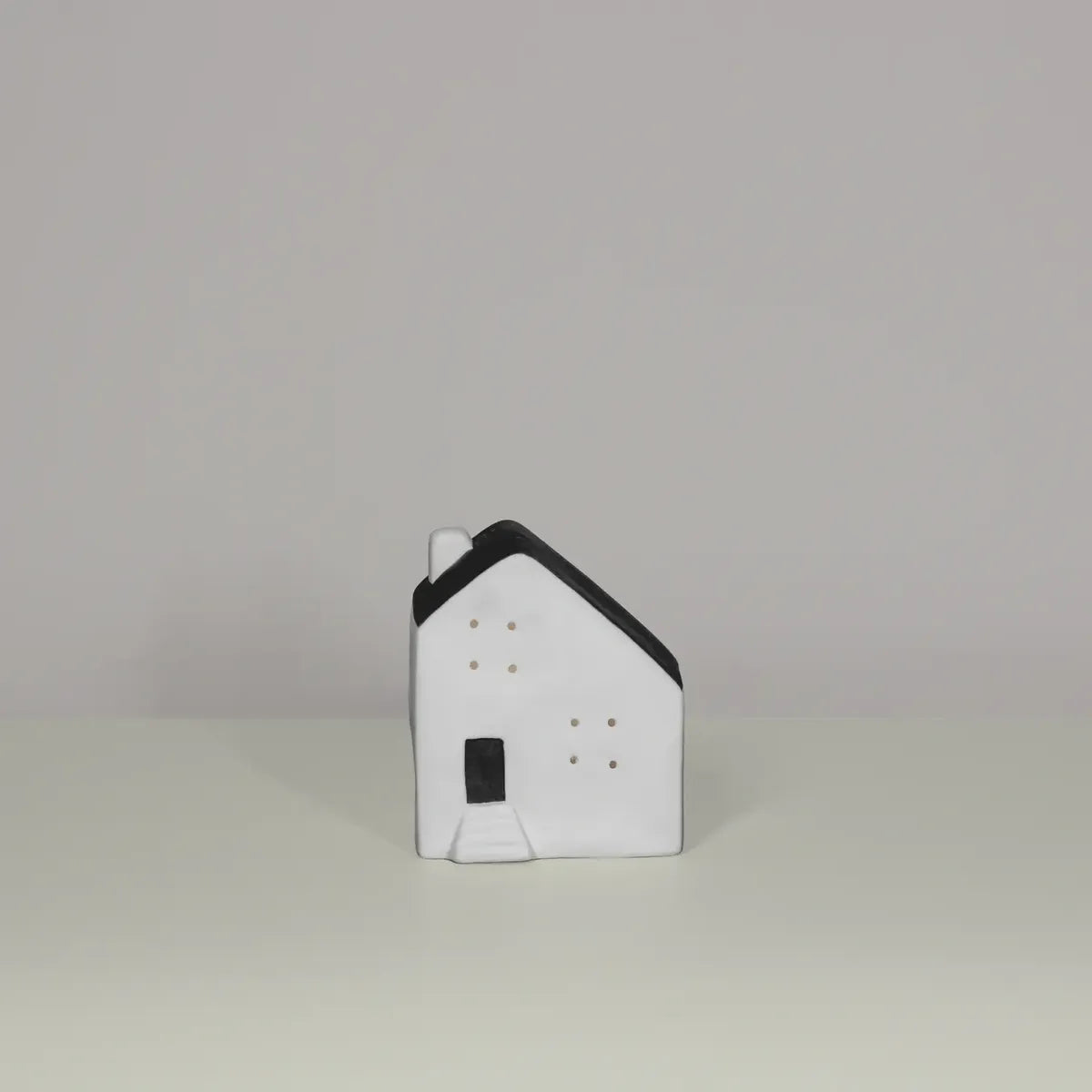 Porcelain House with LED Tealight | Contemporary style | Handmade | Modern Home Décor | Matte finish in Grey & White