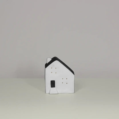 Porcelain House with LED Tealight | Contemporary style | Handmade | Modern Home Décor | Matte finish in Grey & White