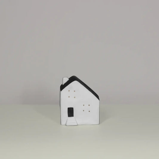 Porcelain House with LED Tealight | Contemporary style | Handmade | Modern Home Décor | Matte finish in Grey & White