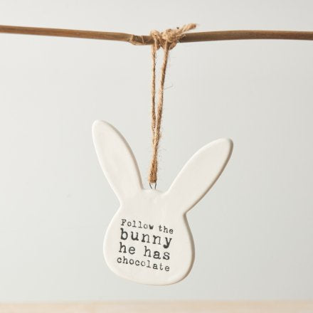 Follow the bunny ceramic hanger - spring/easter